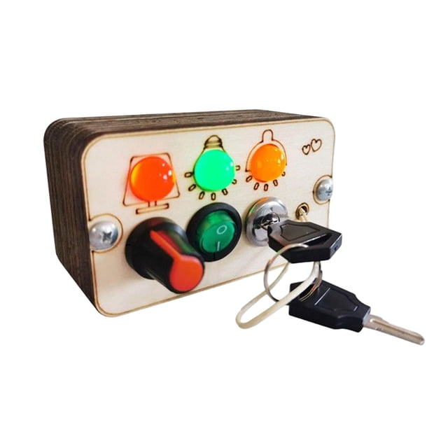 Interruptor de luz LED Montessori tablero ocupado, aprendizaje de madera habilidades motoras juguete botón interruptor juguetes sensoriales para Zulema tablero ocupado