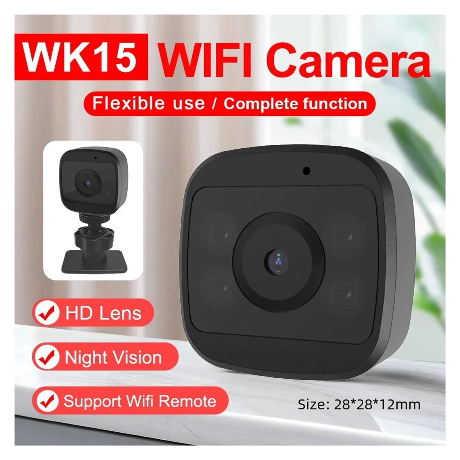 WK15 Mini Camera Wireless Baby Monitor Indoor Safety Security Surveillance HD Night Vision Camera IP Camera Recorder ,Ultra-HD Quality