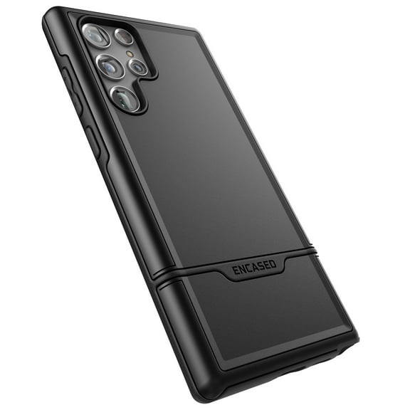 Encased Rebel Series Designed for Samsung Galaxy S22 Ultra Case, Protective Heavy Duty Phone Case - Black