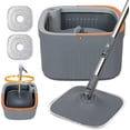 thumbnail image 1 of Trapeador con Exprimidor Giratorio Sistema de Limpieza Suelos Cubo de Fregona con Escurridor y Drenaje Juego de Fregona para Piso Telescópico Mop Cubeta Separador de Agua Limpia y Sucia 2 Microfibra, 1 of 8