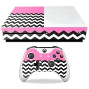 MightySkins MIXBONES-Pink Chevron Skin Decal Wrap for Microsoft Xbox One S - Pink Chevron