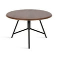 thumbnail image 4 of Kate and Laurel Pallson Modern Round Wooden Coffee Table, 28 x 18, Walnut Brown and Black, Circle Wood and Metal Coffee Table with Mixed Materials for Living Room Home Decor, 4 of 9
