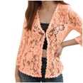 thumbnail image 3 of CAIXIA Women Crochet Shrug Sweater Tie Front Knit Bolero Shrug for Dress Cropped Cardigan, 3 of 6