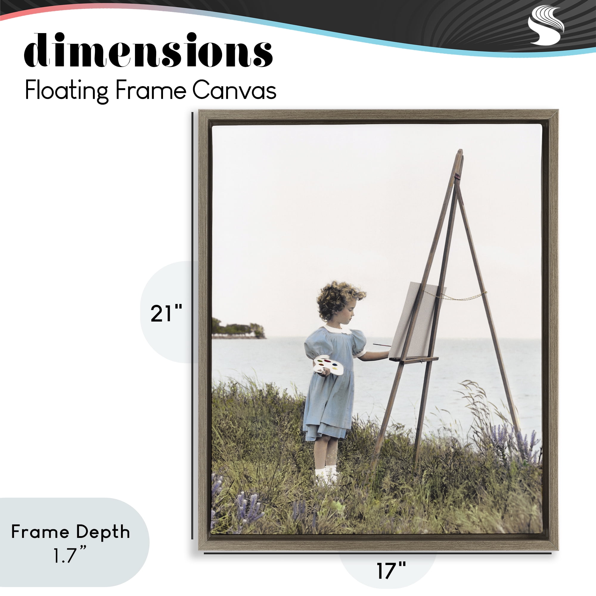 Stupell Industries Child Painting on Easel Brown Framed Floater Canvas Wall Art, design by Kendra Dew