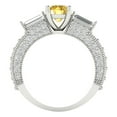 thumbnail image 4 of 2.33 ctw 3 Stone Anniversary Ring for Women | Round Cut Simulated Yellow Diamond | Hyperallergenic Solid 14K White Gold, 4 of 5