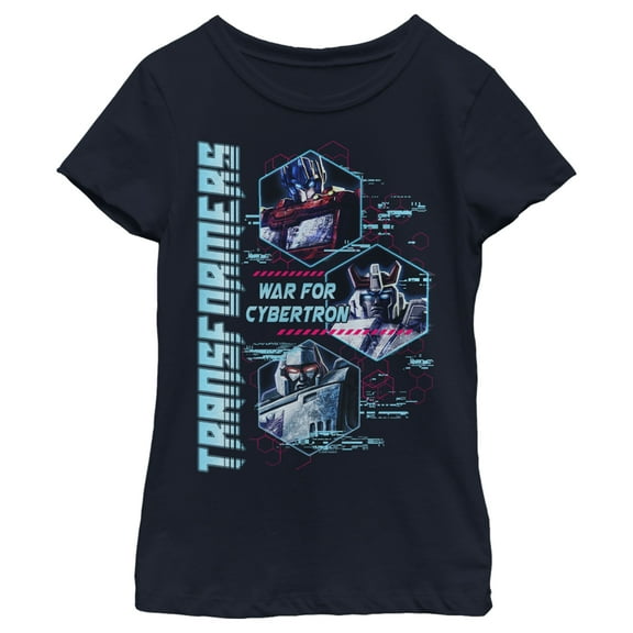 Girl's Transformers War for Cybertron Characters  Graphic Tee Navy Blue Small