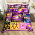 thumbnail image 2 of Erosebridal Softball Duvet Cover , Sports Theme Bedding, Purple, Reversible 2pcs, (No Comforter), 2 of 6