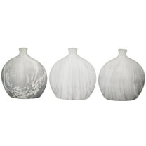 DecMode 9"W, 10"H Faux Marble Gray Ceramic Vase, Set of 3