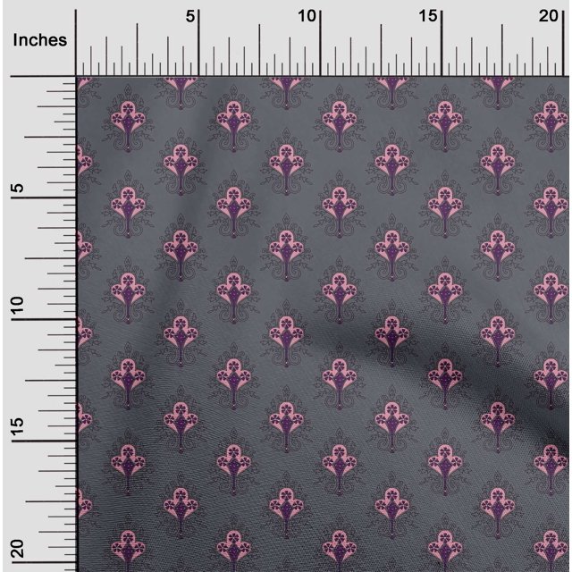 oneOone Polyester Lycra Fabric Leaves|Floral & Paisley Block Print Fabric By Yard 56 Inch Wide