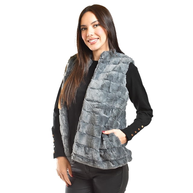 Chaleco de pelo sintetico Roman Fashion /Juvenil, 3902 (Gris) gris M