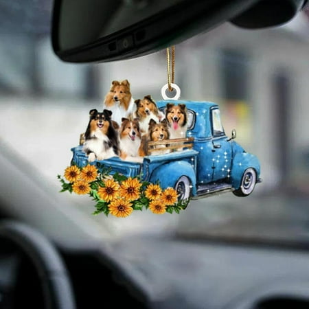 

WEPRO Car Dog Sunflower Truck Car Rearview Mirror Pendant Creative Pendant Decoration
