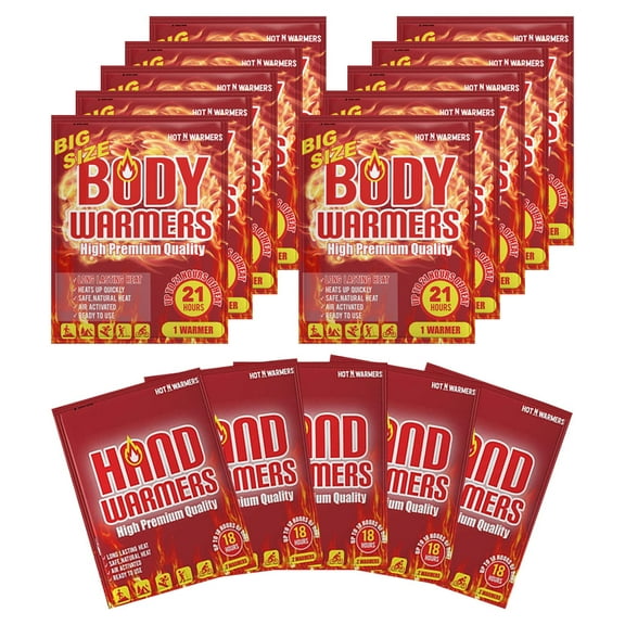 HOTnWARMERS Compatible for Hand & Body Warmers Long Lasting, UP to 18 Hours, Safe, Disposable (Body 10   Hand 20 Count)