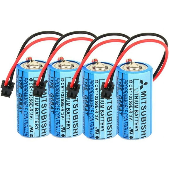 4 Pcs 1800mAh CR17335SE-R 3V Q6BAT Non-Rechargable 3V Battery for Mitsubishi Q170HBATC Q25PRHCPU QNS FANUC System PLC Memory Backup Power