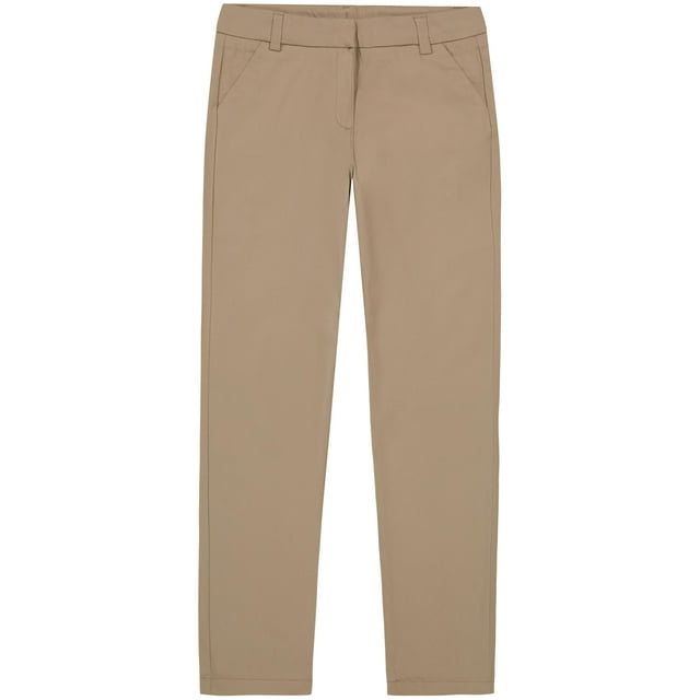 Pantalones ajustados de drill elástico NAZOD para uniforme escolar niñas, color caqui, talla 4