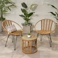 thumbnail image 4 of Noble House Perkins Ensemble de Conversation en Osier d'Extérieur 3 Pcs en Brun Clair, 4 of 11