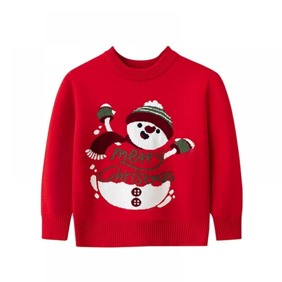 URMAGIC Toddler Baby Boys Girls Christmas Sweater Long Sleeve Cartoon Letter Print Elk Knitted Pullover Fall Winter 2-7 Years