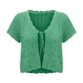 thumbnail image 5 of Lixiuxyad Womens Open Front Cardigan Breathable Lace Knit Summer Beach Cover Up For Lightweight Short Sleeve Open Front Cardigan,Green, 5 of 6