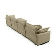 thumbnail image 5 of 150" Corduroy 4 Seater Sofa, Modern Upholstered Sofa with 1 Footstool, Office Living Room Apartment Comfort Sofa, Retro Combination Sofa with 2 Arm Pillows and 4 Throw Pillows, Easy to Assemble, Tan, 5 of 9