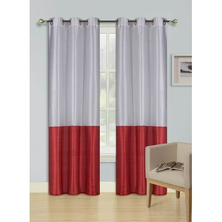 1pc White Red Eid Lined Foam Backing Blackout Faux Silk Drape
