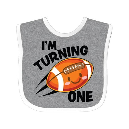 

Inktastic Birthday I m Turning One with Football Gift Baby Boy or Baby Girl Bib