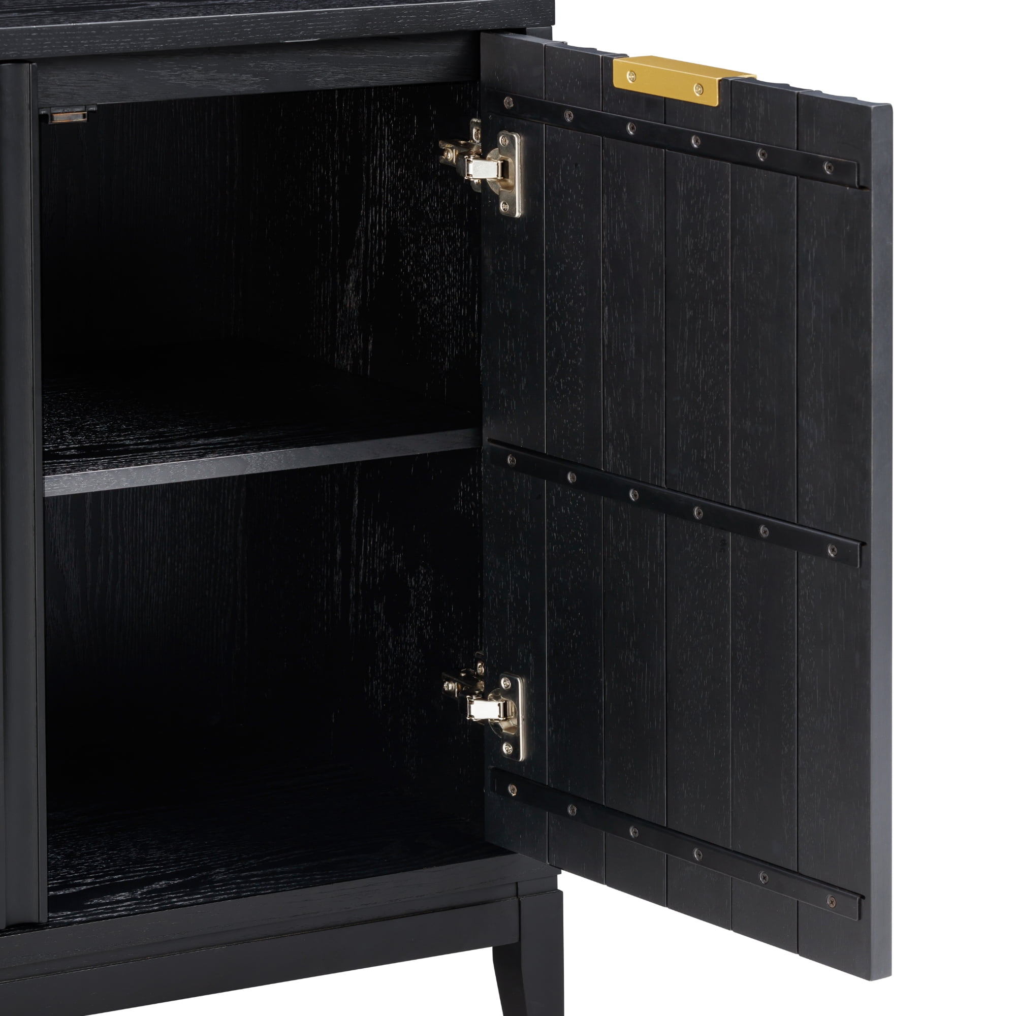 Nathan James 71804 Jasper Modern Sideboard Storage Accent Cabinet with Fluted Doors, Black Oak