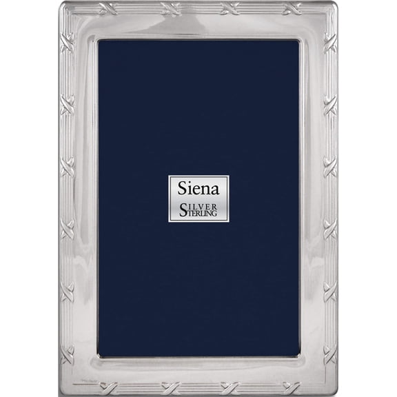 Fashion Bilaminate Sterling Silver Reed And Ribbon 5X7 Frame Made In Italy gm7120