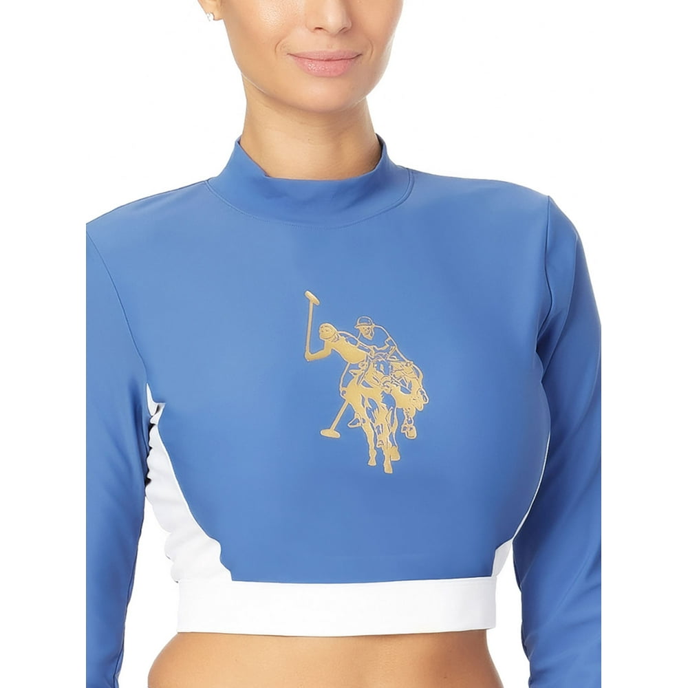 U.S. Polo Assn. USPA Watermill Women's Long Sleeve Cropped Rash Guard
