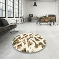 thumbnail image 4 of Ahgly Company Machine Washable Indoor Round Abstract Blanched Almond Beige Area Rugs, 7' Round, 4 of 7