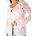 thumbnail image 3 of Celebrity Pink Women's Long Tie Front Crochet Cardigan, Sizes XS-XXXL, 3 of 6