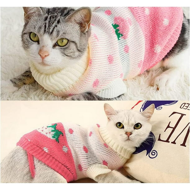 Chandail Chat Pull pour Animaux de Compagnie Vetements d Hiver de Chat Facile Mettre sur les Vetements de Chat Textiles de Chat Chaton Pull