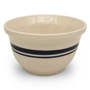 Ohio Stoneware Dominion Mixing Bowl, Stoneware with Food Safe Glaze, Tan with Blue Stripe, 8 inches