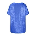thumbnail image 5 of Women's Plus Size Sequin Top Casual Loose Glitter Sequin Short Sleeve T Shirts V Neck Plus Size Party Tops, 2025, 5 of 5