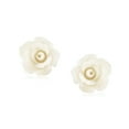 thumbnail image 3 of Bling Jewelry Womens Romantic Delicate Floral3D Carved Cream Off White Flower Rose Stud Earrings Rhodium Plated, 3 of 7
