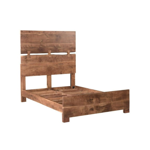 HomeRoots Live Edge Solid Wood Queen Brown Bed