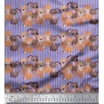 thumbnail image 1 of Soimoi Tissu Popeline Coton Bleu Rayé & Imprimé Chien au Mètre 56 Pouces de Large, 1 of 5