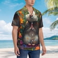 thumbnail image 3 of Pofeuu Colorful Flower Meditating Hamster Print Hawaiian Shirt for Men Sleeves Casual Button Down Summer Beach Dress Shirts T-Shirts,Small, 3 of 7