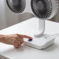 thumbnail image 4 of Dual Head Small Desk Fan, USB Portable Oscillating Table Fan with 4 Speed & LED Light Multi-Angle Rotation Quiet Mini Desktop Fan for Bedroom, Office, Camping, Car B, 4 of 7