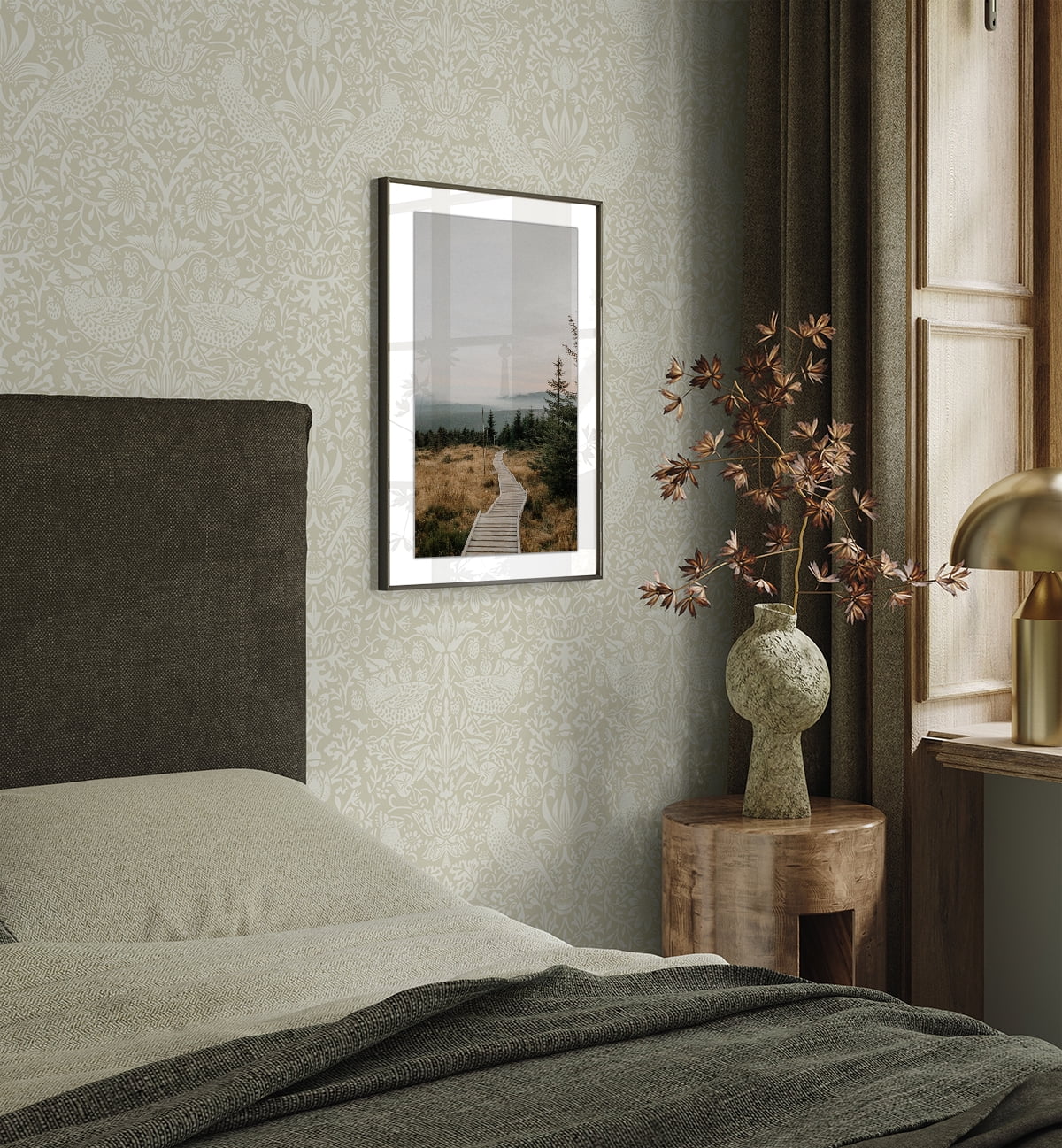 NextWall Neutral Tonal Bird Garden Peel and Stick Wallpaper - 20.9 in. W x 18 ft. L Roll