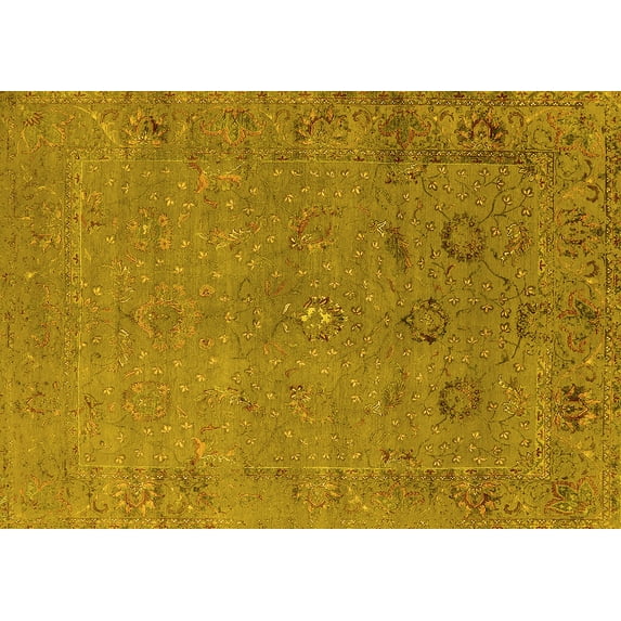 Ahgly Company Indoor Rectangle Oriental Yellow Industrial Area Rugs, 3' x 5'