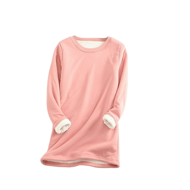 Ropa interior térmica de mujer portátil Color sólido reutilizable reemplazo de manga larga invierno otoño caliente mantenimiento camiseta de Prendas para la parte del cuerpo Rosado METRO Minnieouse AP013396-02