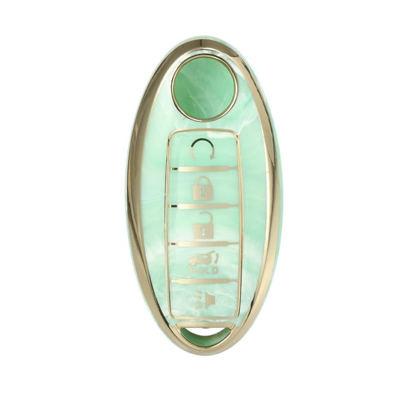 Unique Bargains Key Fob Cover for Nissan Altima Maxima TPU Green 5 Button Porcelain Pattern Remote Key Fob Case Shell