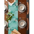 thumbnail image 3 of Table Runner 60 Inches Long for Kitchen Dining, Turquoise Marble Dresser Scarf Farmhouse, Dining Table Decorations for Wedding/Parties, Nature Marble Stone Ripple Modern Art 13 x 60 In, 3 of 9