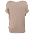 thumbnail image 3 of KOGMO Womens Solid Basic Boatneck Dolman Top with Knot on Hemline (S-3X), 3 of 6