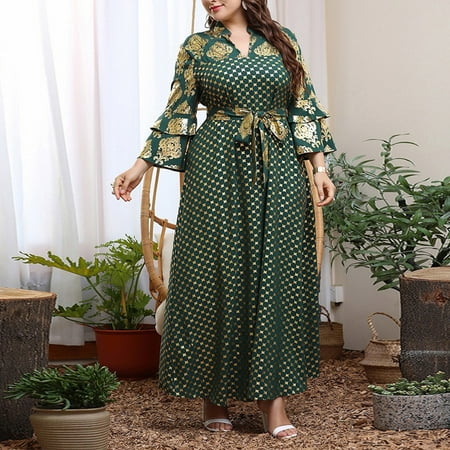 

Women Plus Size Large Long Dress Long Muslim Turkish Party Evening Festival Robe