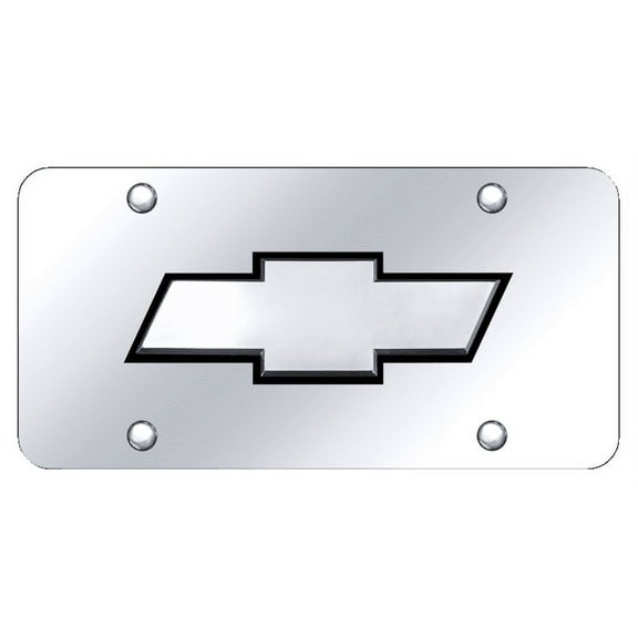 Au-TOMOTIVE GOLD Chevy (New) Logo Black/Chrome on Chrome Plate