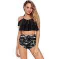 thumbnail image 3 of Mujeres sexy trajes de baño hojas florales de impresión volantes halter top de cintura alta inf Irfora Conjunto de Bikini, 3 of 7