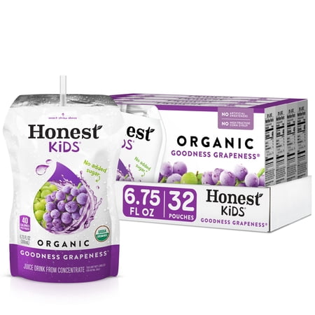 Honest Kids Goodness Grapeness Pouches, 6.75 fl oz, 32 Pack