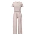 thumbnail image 3 of Conjunto Sexy De 2 Piezas Traje básico de mujer de 2 piezas Ombligo expuesto Casual Vacaciones Vacaciones (Caqui XL) Kuymtek para Mujer Caqui T L, 3 of 8