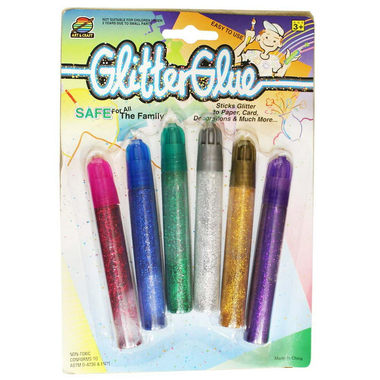 ToolUSA 6-Piece Glitter Glue Pens Set, 9ml (0.3 fl oz) Each, Vibrant  Colors for Diverse Crafts, Quick-Drying & Kid-Friendly
