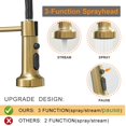 thumbnail image 4 of Hoimpro Grifo De Cocina Con Resorte De Arco Alto De Oro Cepillado Con Rociador Extraíble, Grifo Para Fregadero De Cocina Con Una Sola Palanca, 3 Funciones, Grifo Para Lavandería, Latón/Oro Cepillado (, 4 of 5